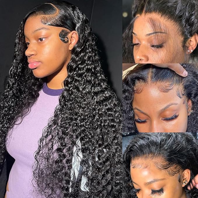 bangjazz 32 Inch Deep Wave Lace Front Wigs Human Hair 180% Density Curly Wigs for Black Women 13x4 HD Lace Frontal Wigs Human Hair Wear and Go Glueless Wigs Human Hair Pre Plucked Natural Hairline
