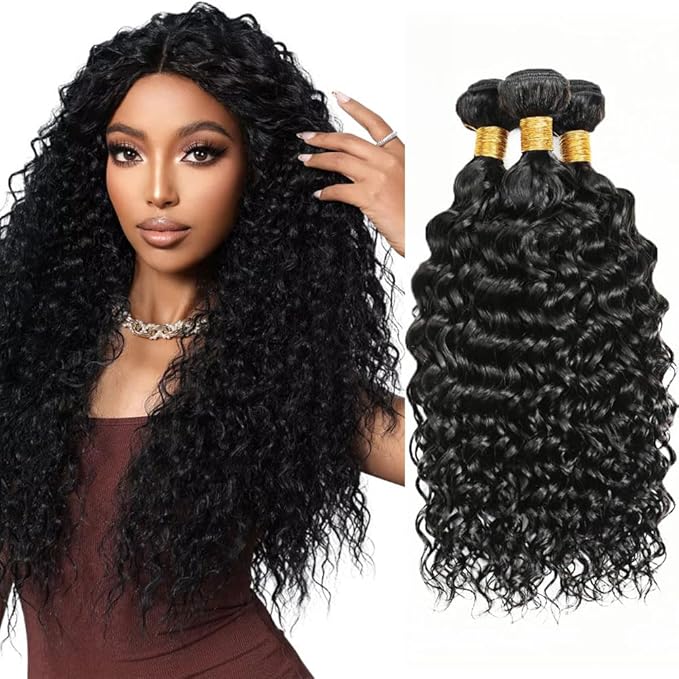 Curly Bundles Human Hair Color 1B Bundles 12 14 16 Inch Niegmeag Brazilian Virgin Soft and Silky Remy Hair Extensions Natural Black Kinky Curly Bundle