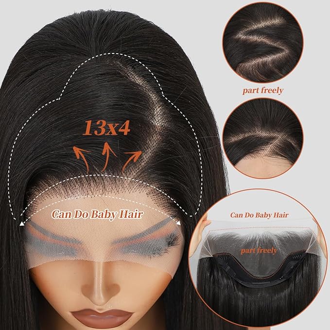 Synthetic Lace Front Wigs Pre Plucked Brown Skunk Stripe Wig 100% Futura Premium 13x4 HD Lace Wigs For Black Women 26 Inch Long Wavy Ready to Wear Beginner Friendly Daily Party Use