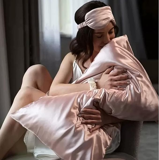 Pink Mulberry Silk Pillowcase Queen Size - 22 Momme Silk Pillow Case for Sleeping Women, Luxury Hypoallergenic Acne Pillow Case, Anti-Breakage Self-Care Item, Girly Gifts, 1 Pc 20"x30" (Queen, Pink)