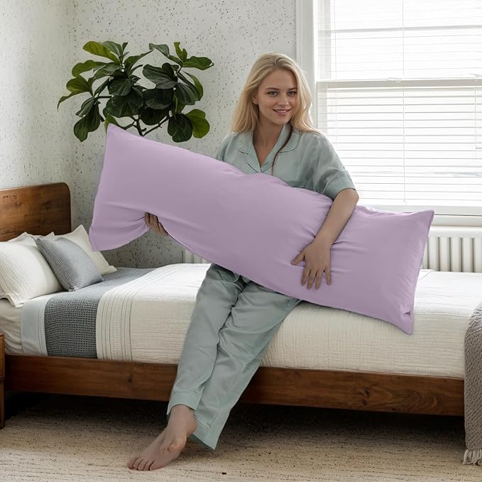 TELUS Body Cooling Pillow Cases Cover, Bamboo Rayon Pillowcases with Zipper Closure, Cool and Breathable Pillow Cover for Hot Sleepers and Night Sweats, 20x54 inches, Purple