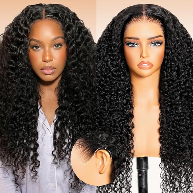Arabella 13x6 Deep Wave Lace Front Wigs Human Hair 210% Density Glueless Wigs Human Hair 100% Curly Wave Human Hair Wigs 12A Pre Plucked Pre-Bleached Pre-Cut Glueless Wig 20 Inch