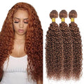 Light Brown Bundles Human Hair Color #30 Water Wave Bundle Niegmeag Brazilian Virgin Hair 3 Bundles 18 20 22 Inch Double Weft Light Brown Wet and Wavy Bundle