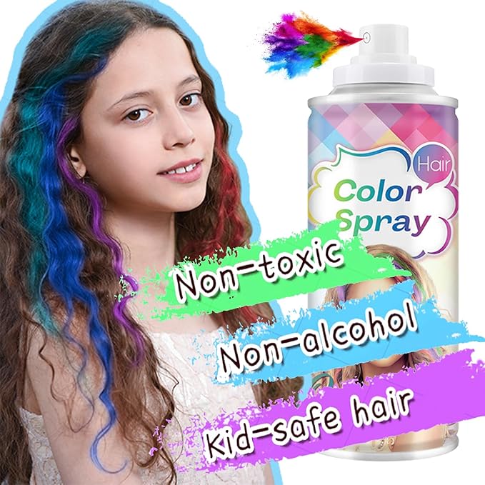 Temporary Hair Color Spray, Gray Hair Dye Pomades for Kids and Women-Perfect for Cosplay, Christmas, and Halloween Parties, Natural Washable Quick-Drying, One-Time Use in one wash (Gray, 120ml)