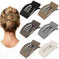 French Flat Hair Clips for Women 6pcs Hair Claw Clips for Thick or Thin Hair Matte Claw Clips for Girls Barrettes Non-Slip Strong Hold Hair Accessories for Women (Brown Grey)
