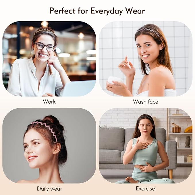 Zig Zag Headbands - 4Pcs Non Slip Comb Headband with Teeth for Women Classic Wavy Claw Headband for Men‘s Women's Hair Fashion Hair Accessories