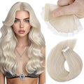 Sunny Hair Tape in Hair Extensions Real Human Hair Invisible Remy Hair Extensions Tape ins for Women White Blonde 16 inch 25G