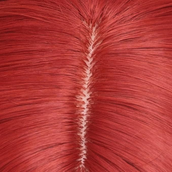 BUFASHION 14" Women Short Red Kinky Straight Cosplay Synthetic Wigs With Air Bangs 46 Colors Available (Red)