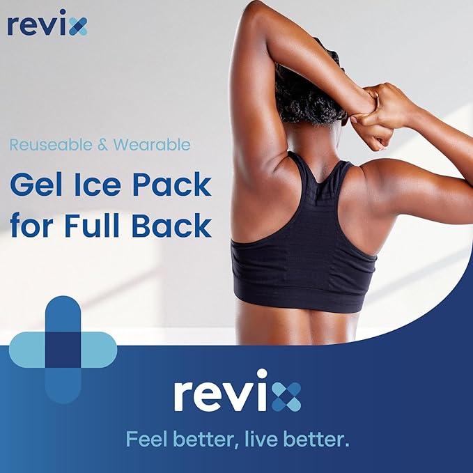 REVIX Large Ice Pack for Back, 13” x 21” Reusable Gel Cold Pack for Full Back Coverage, Cold Compress Wrap for Shoulder, Hip, Leg Relief, Ideal for Fatigue, Muscle Soreness, and Daily Recovery, Navy