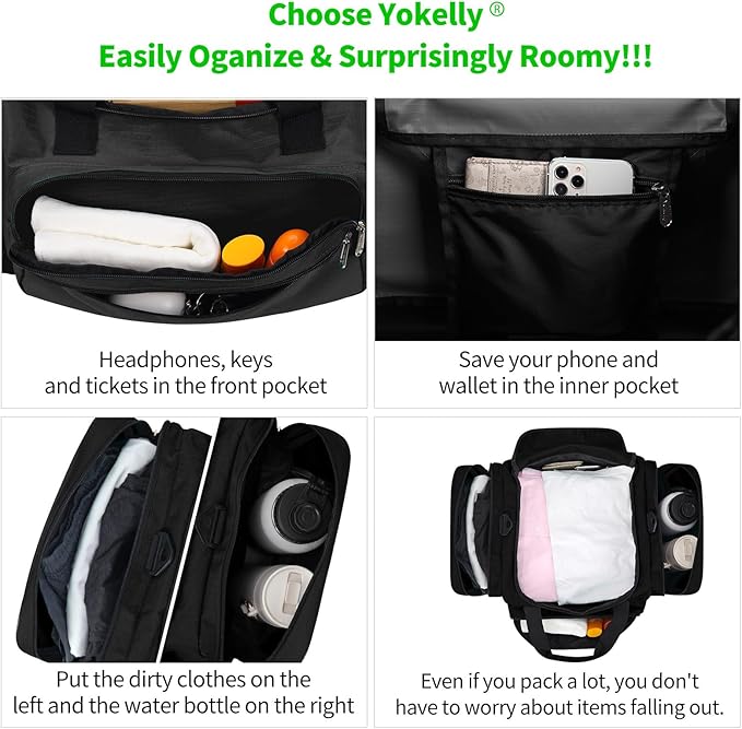 Gym Bag 22 inch Sport Duffle Bag for Men - 55L Weekender Duffel Bag for Travel 22“×12”×13“ - Black