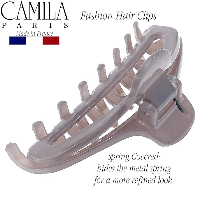 Camila Paris CP3222 French Hair Clip for Women, Small Narrow, Open, Girls Hair Claw Clips Jaw Fashion Durable and Styling Hair Accessories for Women, Strong Hold No Slip Grip, Made in France
