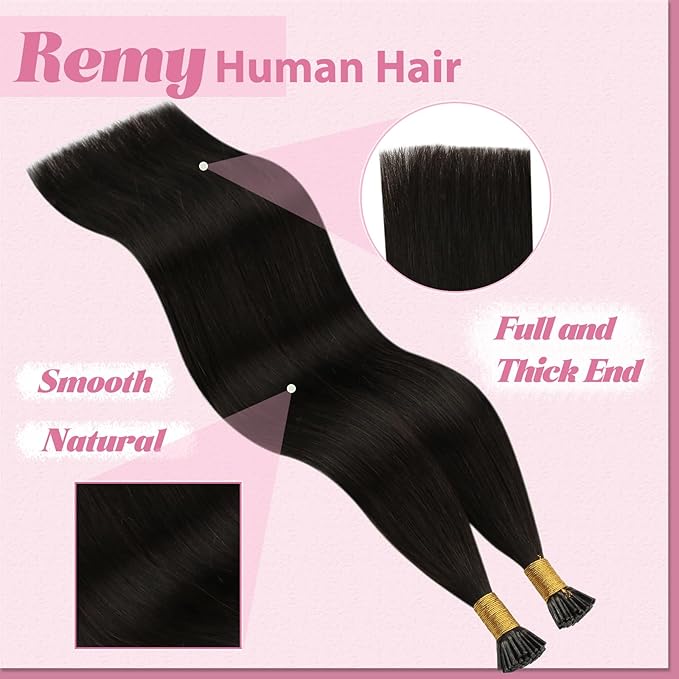 YoungSee I Tip Hair Extensions Dark Brown 24 Inch I Tip Extensions Human Hair Brown Itip Human Hair Extension Remy Hair 50g 50s Natural Looking Hair Extension for Long Hair