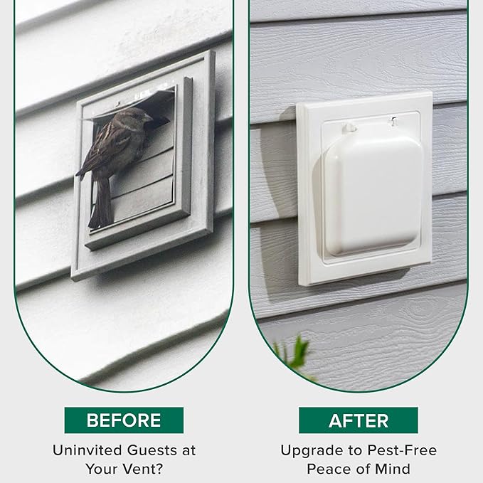 NO-PEST VENT, Exclusive Dual Door Dryer Vent Cover Outdoor 4 inch or Bathroom fan, Made in USA w Highest UV Resistant Plastic in any Outdoor Vent Cover (Onyx, 4 inch With 12" Duct Tube)