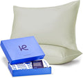 Kickoff Viscose Bamboo Pillowcase, Queen, Set of 2, 100% Organic Hidden Zippered Viscose Bamboo Pillow Case Queen Size, Cooling Pillow Cover for Hot Sleepers (20"x30", Soft Sage)