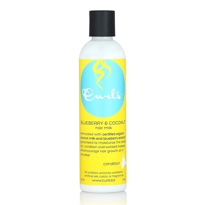 Curls Blueberry Bliss Blueberry & Coconut Hair Milk - 8 fl oz, Leave In Conditioner and Styler, Moisturizing & Nourishing, for Curly, Natural, and Coily Hair