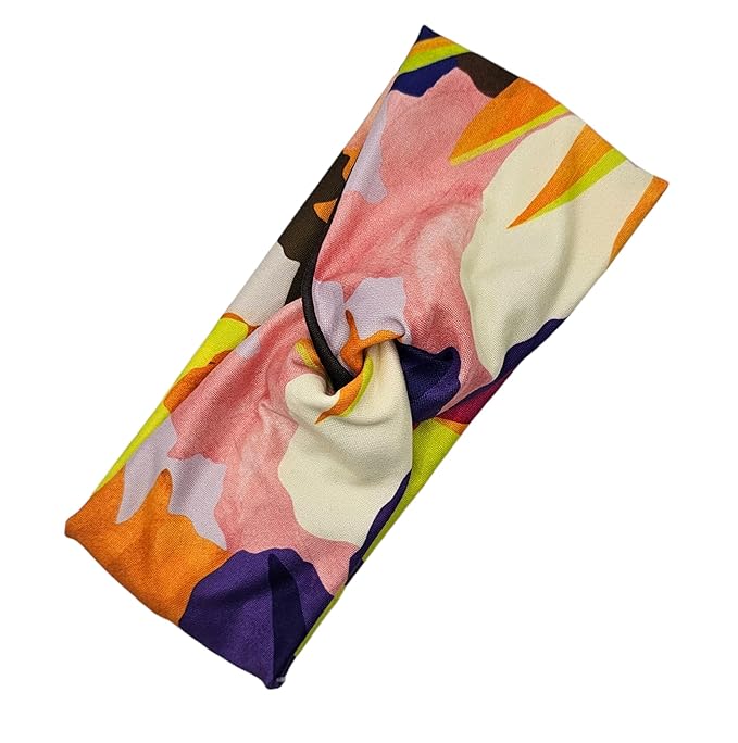 Soft Stretchy Headband, 3-in-1 Versatile Twist Style, One-Piece (Abstract Floral Neons, Child)