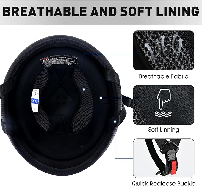 German Style Skull Cap Adult Men Women Half Shell Helmet, DOT Approved Retro Face Helmet for Cruiser Scooter Chopper