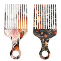2 Pcs Afro Pick Comb for Natural Curly Hair,Portable Styling Hair Pick for Travel,Anti-Static,Cute Afro Comb for Women Men and Girls(Orange-T11)
