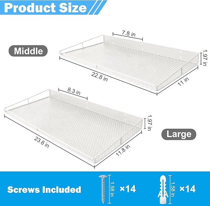 RedCall Heavy-Duty Wall Shelf, 2 Pack Garage Shelf, 23.5" x 12" Large Wall Mounted Shelves for Garage, Laundry Room, Closet, Holds Up to 75 Lbs