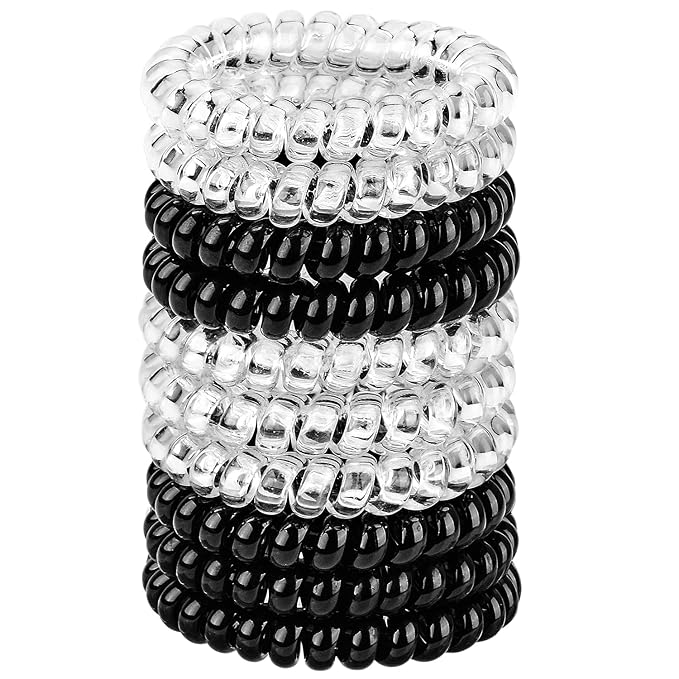 JessLab Spiral Hair Ties for Women, 10-Pack Traceless No-Damage Ponytail Holders, Coils Hair Bands for Girls, Assorted Colors