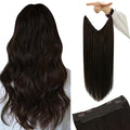 YoungSee 130G Dark Brown Wire Hair Extensions for Women Brown Invisible Wire Human Hair Extensions Darkest Human Hair Fish Line Long Straight Hair 22Inch