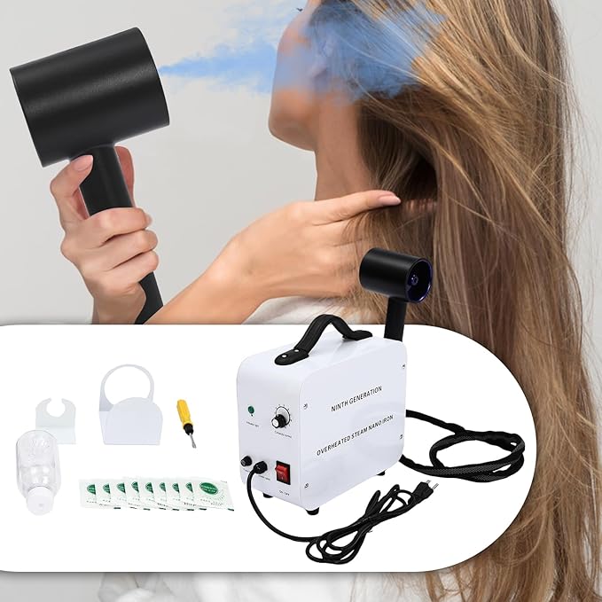 Nano Hair Steamer, 1300W Hairs Salon Steamer Spray Gun, Hair Salon Hair Face Care Spray w/11.8 OZ Water Tank, Professional Steamers Gun for Homes, Beauty Hospitals, Offices(White)