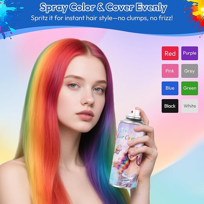 Pink Temporary Hair Color Spray - Washable & Non-Sticky Hair Dye for Halloween, Cosplay, Parties-Safe for Kids, Women & Men - Quick-Drying & Easy to Wash Out(120ml) ﻿