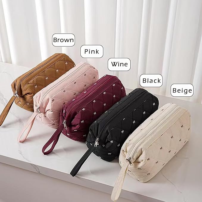 Large Quilted Hair Tools Travel Bag with Bow Pattern,Waterproof Hair Styling Accessories Storage Case for Shark FlexStyle, Dyson Airwrap Hair Dryer, Curling Iron, Revlon Hair Tools(Brown)