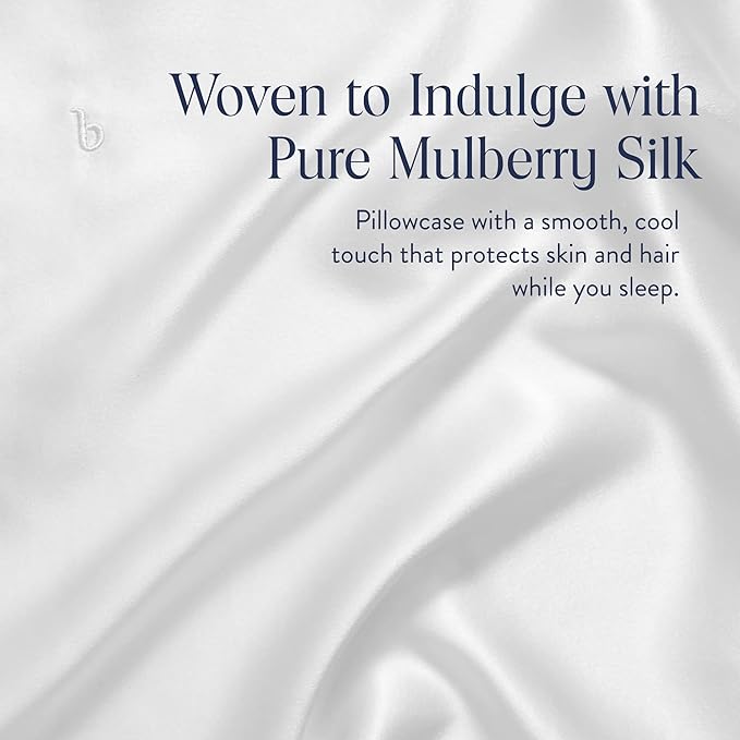 Brooklinen Mulberry Silk Pillowcase – 100% Pure Silk Pillow Case, Soft & Durable, Anti-Friction Comfort, Hight Quality Smooth Texture – Machine Washable & Breathable - Standard Size (Ivory)