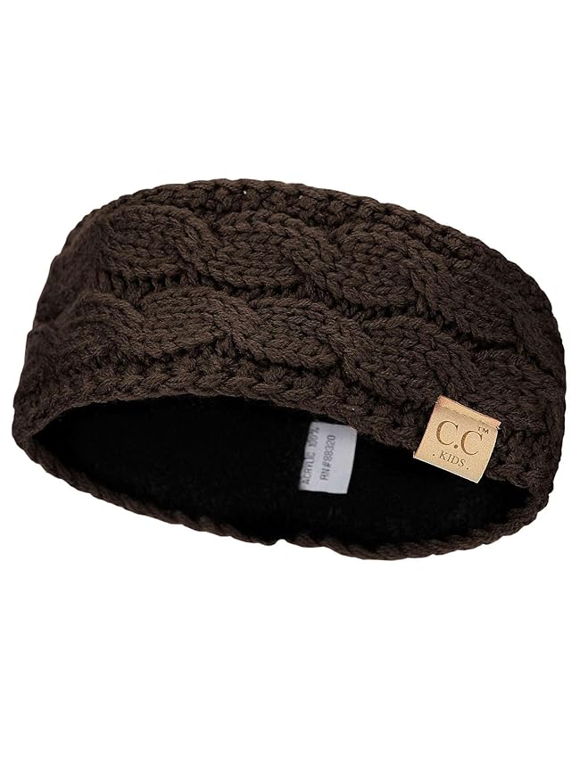 C.C Children's Kids' Winter Warm Cable Knit Fuzzy Lined Ear Warmer Headband