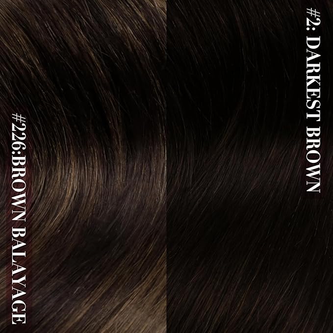 YoungSee Balayage Clip in Hair Extensions Dark Brown Real Hair Extensions Clip in Human Hair Dark Roots to Medium Brown Balayage Human Hair Extension Clip ins for Thin Hair 20In 120G