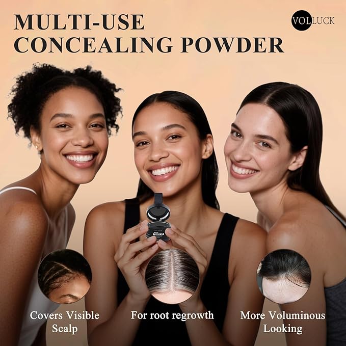VOLLUCK Hairline Powder Instantly, Root Touch up Powder Hair Color Upgraded, Grey Root Cover up Conceals Hair Loss, Hairline Shadow for Women & Men for Thinning Hair Natural, Sweatproof (Blonde)