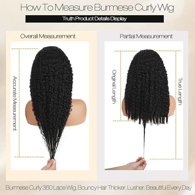 Burmese Curly Human Hair Wig with Spiral End 200% Density 360 Full HD Lace Front Wigs Human Hair Water Wave Wigs for Women 34Inch Pre Plucked with Baby Hair Tiny Knots Natural Black