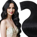 LaaVoo Hair Extensions Tape in Real Hair Tape in Hair Extension Black Human Hair Seamless Tape on Hair Extensions 14inch 50g 20pcs