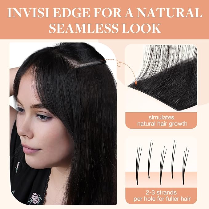 GOO GOO Invisi Edge Tape in Hair Extensions Human Hair, 1B Natural black, 10pcs 20inch 30g, Virgin Remy Hair, Seamless Injected Tape, Natural Look