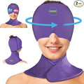 Migraine Relief Cap & Neck Ice Pack Wrap Set - Soothing Headache Relief Cap and Shoulder Cold Pack - Hot and Cold Compress Products for Head and Cervical - Stress, Hangover & Puffy Eyes