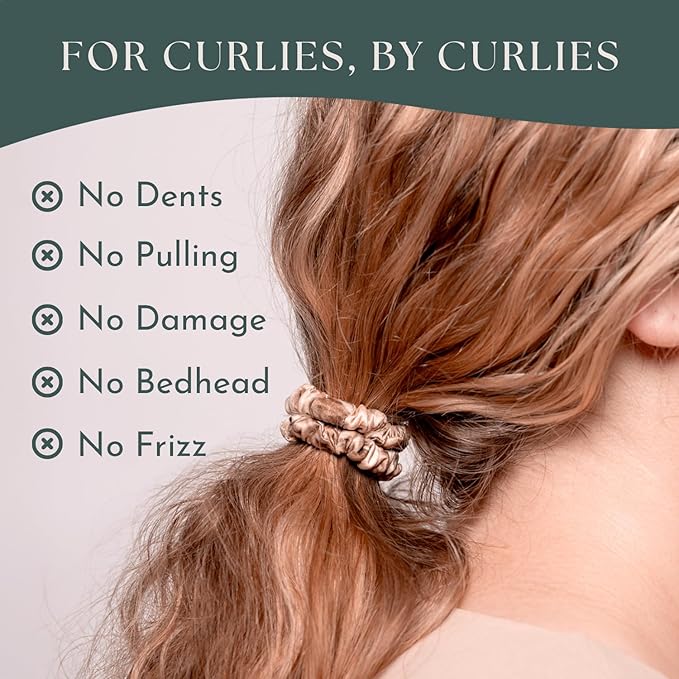 Authentic Mulberry Silk Skinny Hair Match Scrunchies for Women, Anti Breakage Hair Ties for Curly Thick & Thin Hair, 100% Silk for Buns, Sleep & Ponytail, Platinum/Warm Blonde (4 Pack)