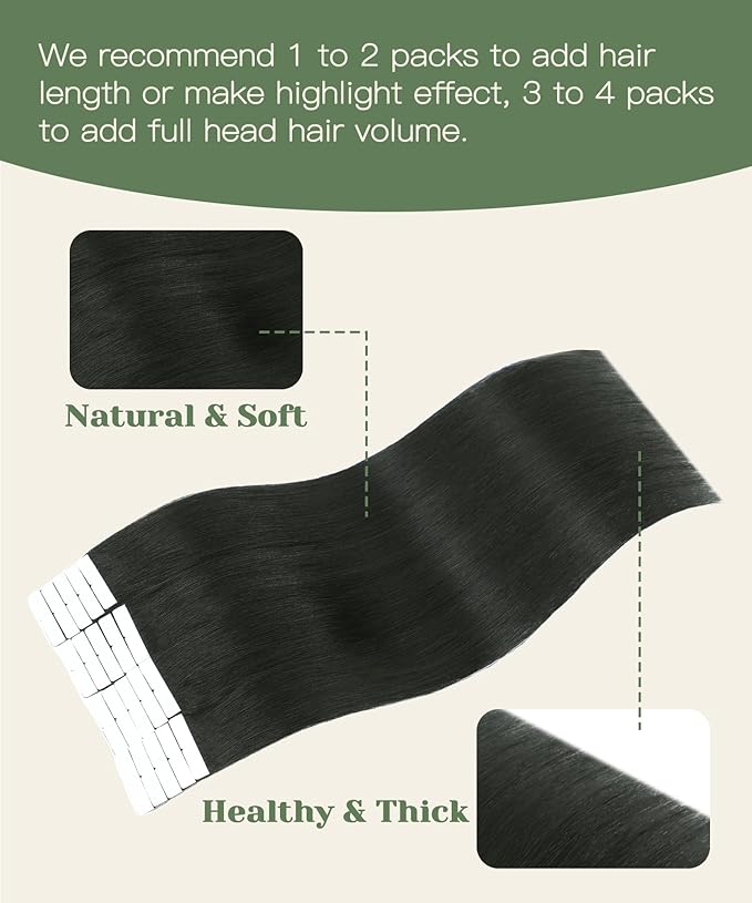 SURNEL Injected Tape in Hair Extensions 14 Inch Natural Black Upgraded Seamless Remy Invisible Tape in Extensions Human Hair 20 Pcs 30g(#1B,14)