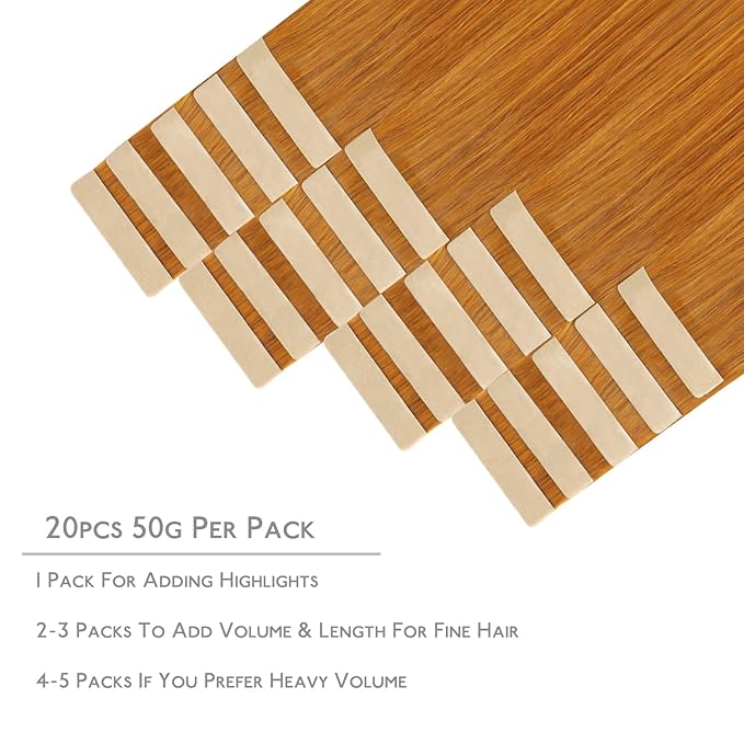 WENNALIFE Tape in Hair Extensions Human Hair, 20pcs 30g 10 inch Auburn Ginger Remy Hair Extensions Straight Human Hair Tape in Extensions Skin Weft Tape Extensions Human Hair