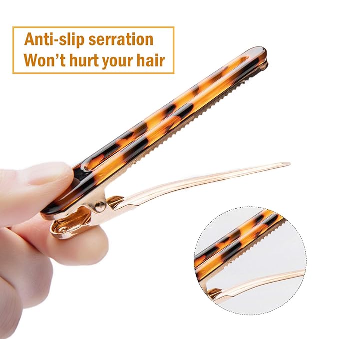 Cobahom 12 Pack 3.26 Inch Chic Tortoise Shell Barrettes, Alligator Hair Clips with Leopard Print for Styling Thin or Thick Hair