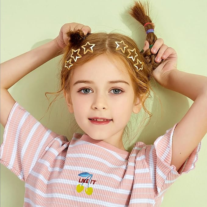 Star Hair Clips 2000s Y2K Snap Hair Barrettes Non Slip Star Hair Accessories Gold Metal Hair Clips for Girls Women -15 PCS 1.57"