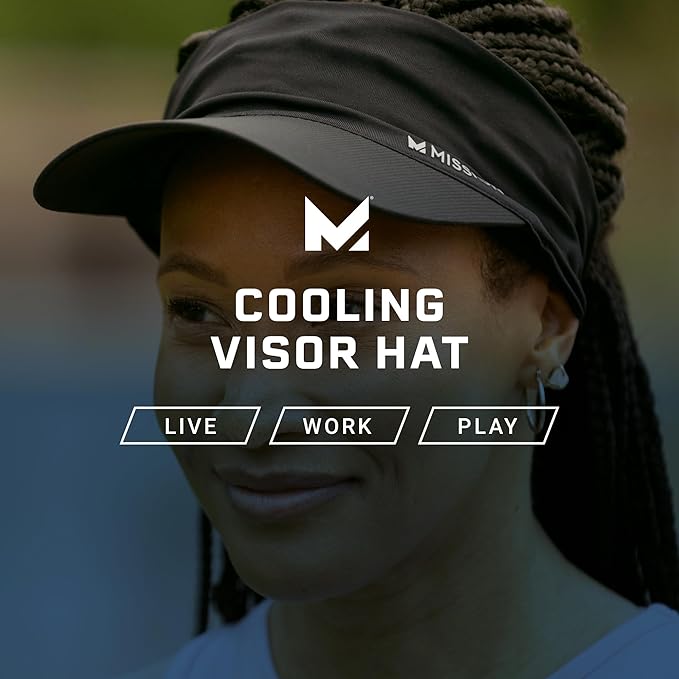 MISSION Cooling Stretchy Visor - Unisex Visor Hat for Men and Women, No Slip Band, UPF 50 Sun Protection Visor