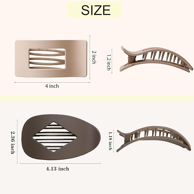 6 Pack Flat Hair Clips for Women,Large Claw Clips Strong Hold Hair Clips for for Thick & Thin Hair for Daily Styling