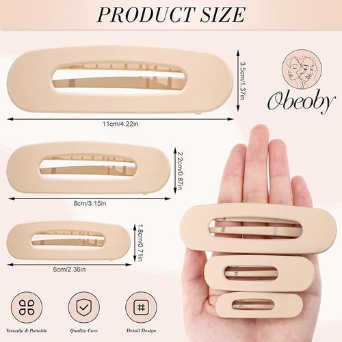 15 PCS Flat Claw Clips, 5 Colors Flat Hair Clips 3 Sizes Hair Claws for Women Girls Accessories Barrettes for thick Thin Hair