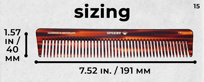 Hand-made European Swiss Tortoise comb #15 7 3/8"x 1 9/16"Inch Havana Brown Gold