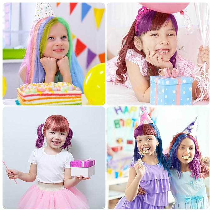 New Hair Chalk Comb Temporary DIY Hair Color for girls kids age 4 5 6 7 8 9 10 Washable Hair Chalk for Christmas Birthday Cosplay (Blue, Yellow, Purple, Red, Green, Pink)