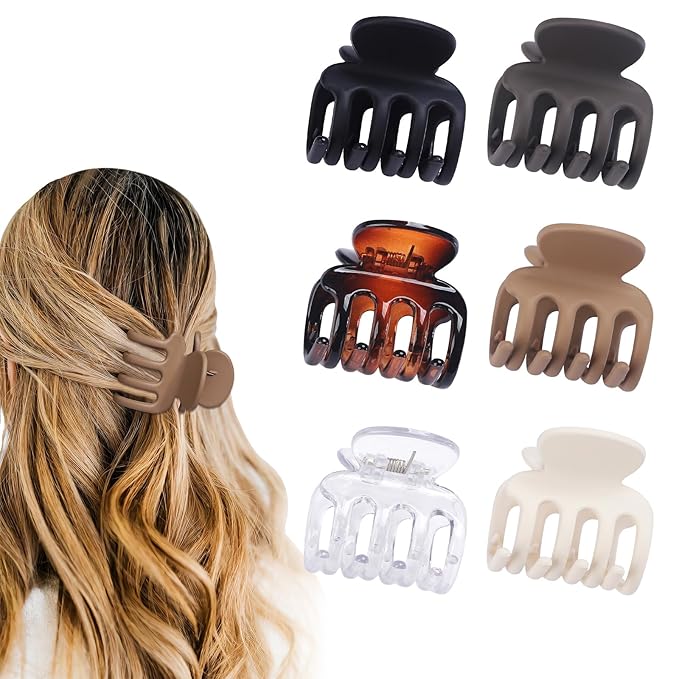 6 Pcs Hair Clips Small Claw Clips for Thin Hair Medium Matte Non-slip Hair Accessories for Women and Girls (Transparent)