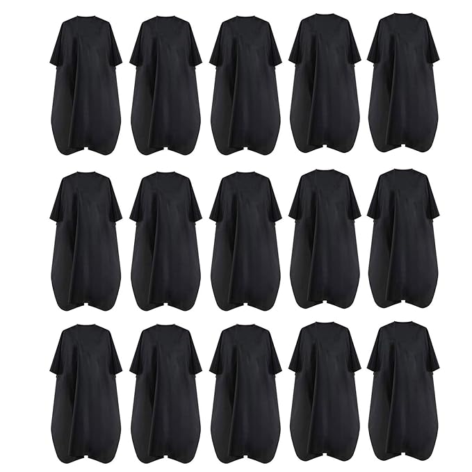Black Waterproof Hair Salon Cape Professional Barber Cape with Metal Snap Closure Hair Cutting Cape (Black-15 Pack)