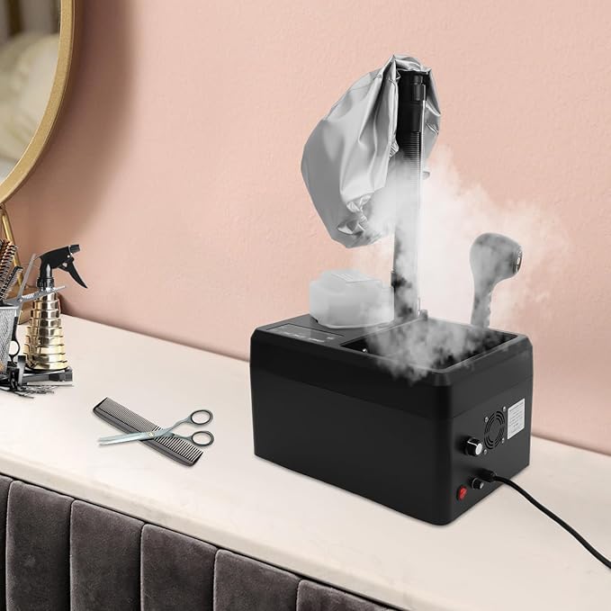 Nano Hair Steamer 1750W, Standing Hair Color Processor, Professional Nano Mist Hair Steamer, Beauty Salon Hair Machine for Deep Hair Care Repair (1750W Black)