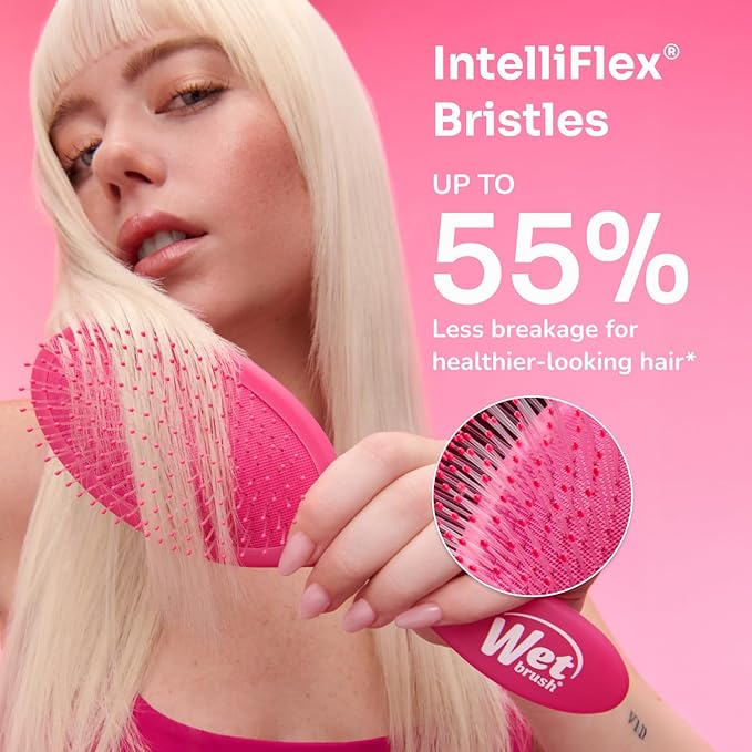 Wet Brush Mini Detangler Hair Brush for Gentle Knot Removal, Compact Travel Size, Soft Bristles for Pain-Free Detangling, Less Breakage, Works on All Hair Types, Limited Edition, Prismatic Glow Green